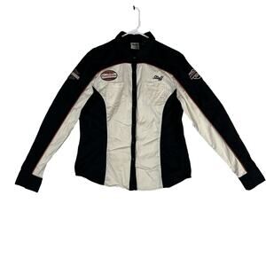 VTG Harley Davidson Staff Long Sleeve Snap Button Down Shirt Women's Large HDMC